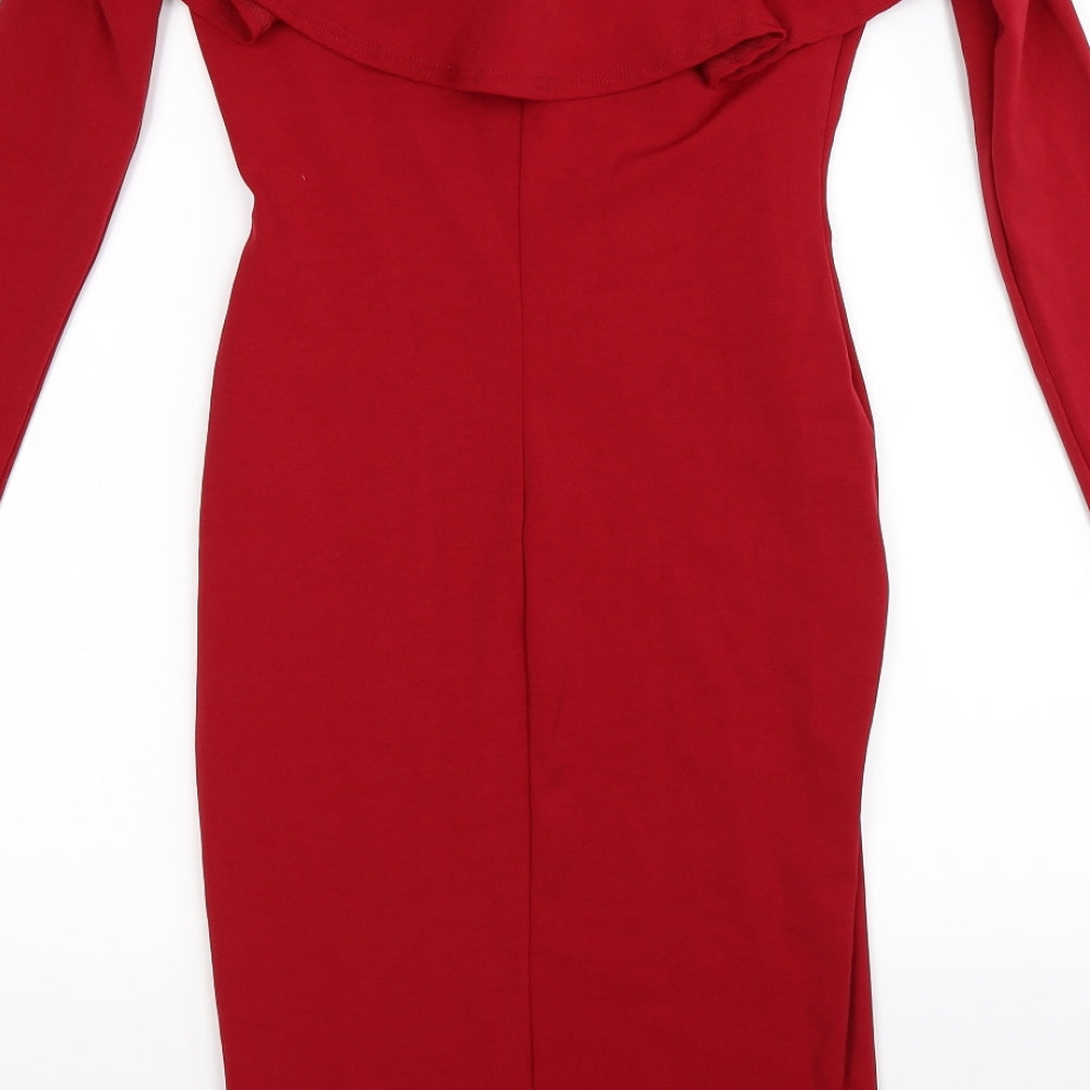 Boohoo Womens Red   Bodycon  Size 12