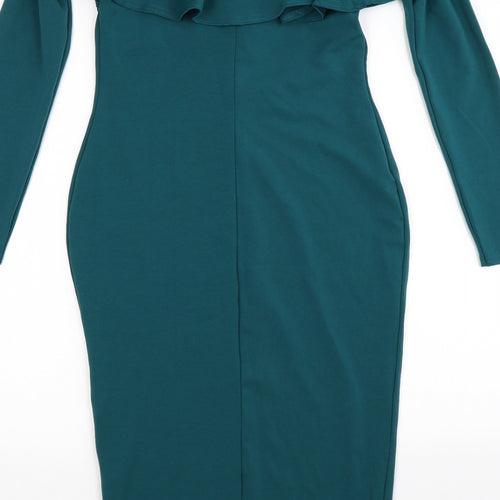 Boohoo Womens Green  Satin Bodycon  Size 12