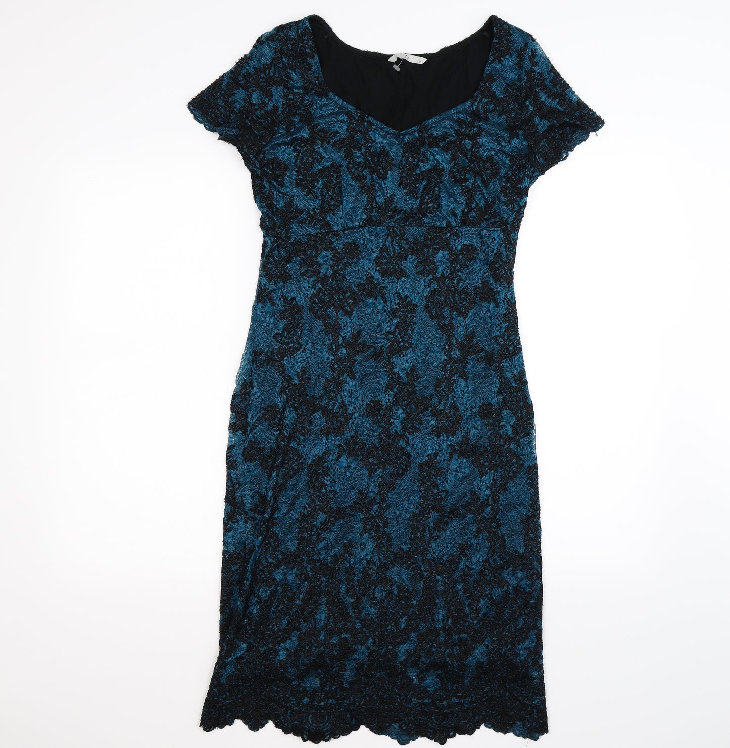 TU Womens Blue Floral Lace Bodycon  Size 10