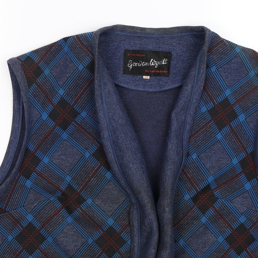 gordon wyatt Womens Blue Check Knit Vest Jumper Size 18