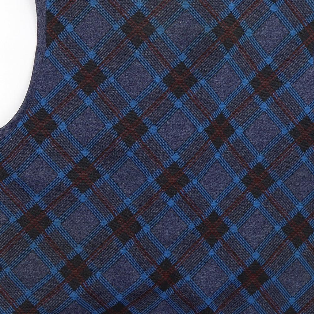 gordon wyatt Womens Blue Check Knit Vest Jumper Size 18