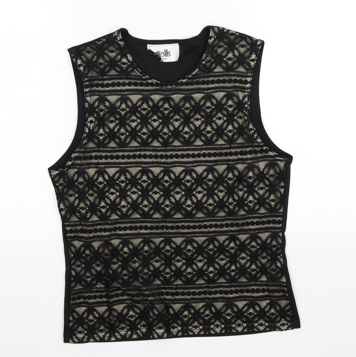 Wallis Womens Black Floral Lace Tunic Tank Size 12