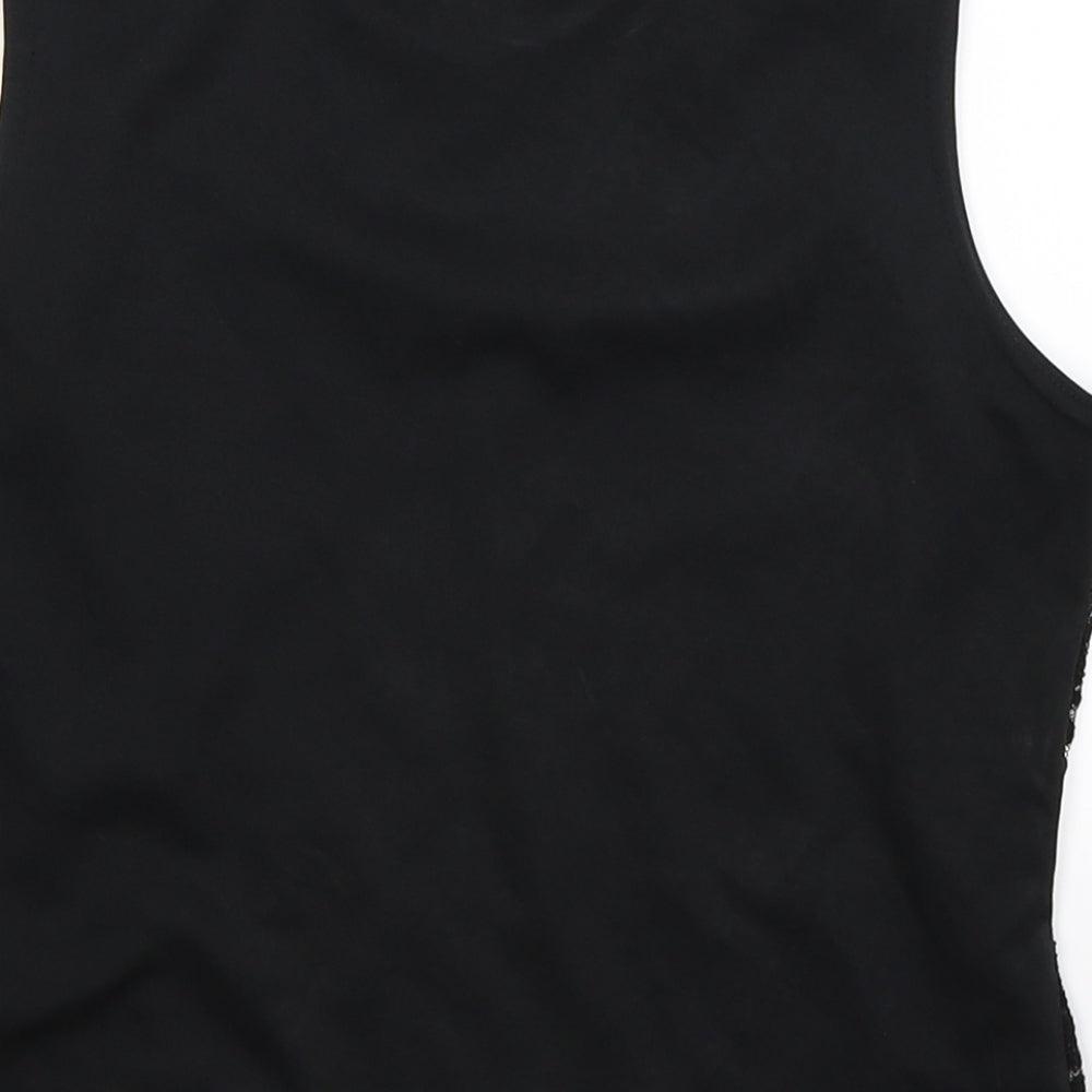 Wallis Womens Black Floral Lace Tunic Tank Size 12