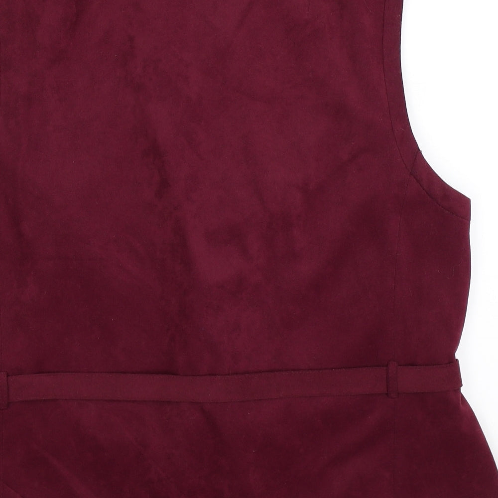 suedezet Womens Purple  Velour Vest Jumper Size 18
