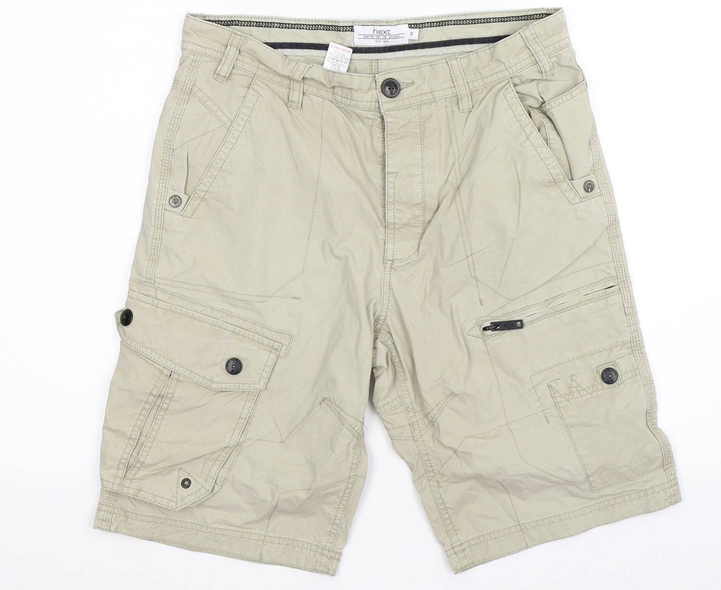 NEXT Mens Beige  Denim Cargo Shorts Size 30