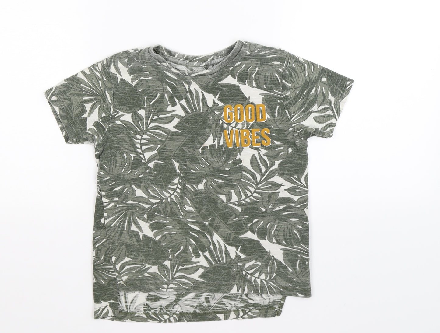 primar Boys Green Floral  Basic T-Shirt Size 4-5 Years  - good vibes