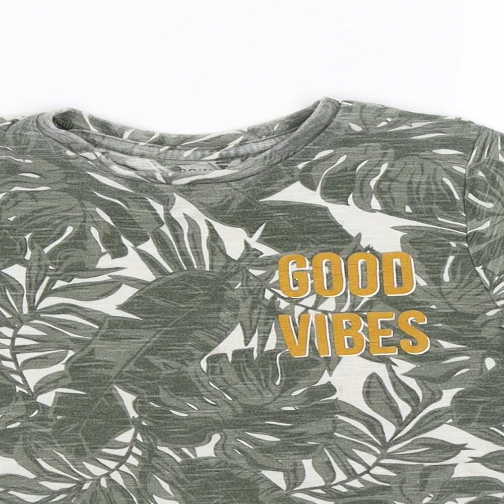 primar Boys Green Floral  Basic T-Shirt Size 4-5 Years  - good vibes