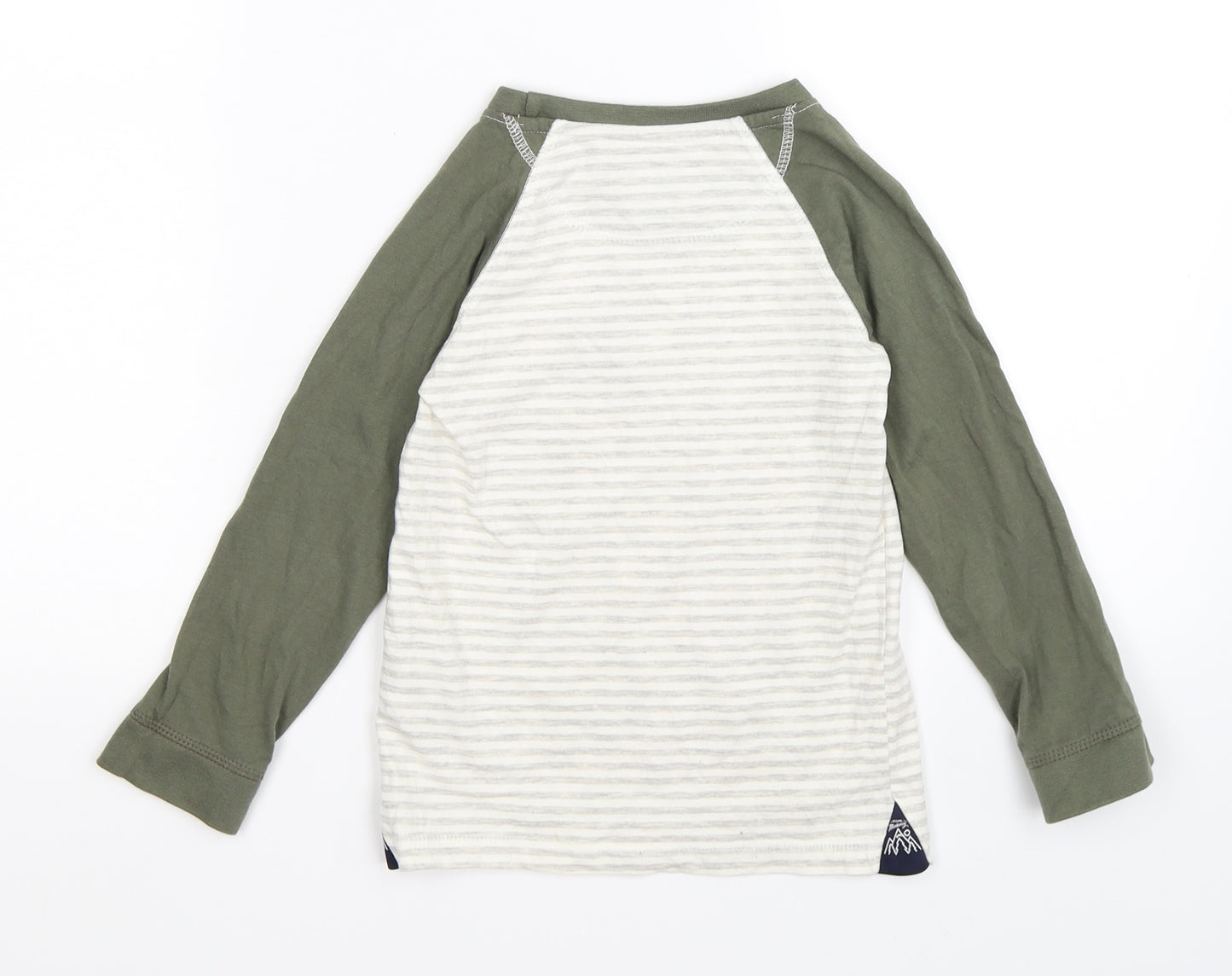 mantaray Boys Green Striped  Basic T-Shirt Size 5-6 Years  - future is green