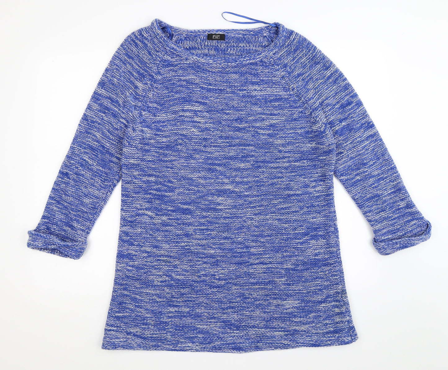 F*F Womens Blue Striped Knit Tunic Jumper Size 18
