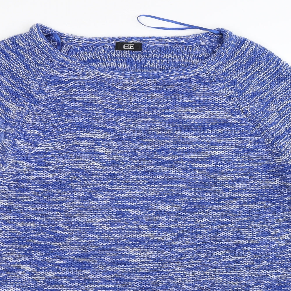 F*F Womens Blue Striped Knit Tunic Jumper Size 18