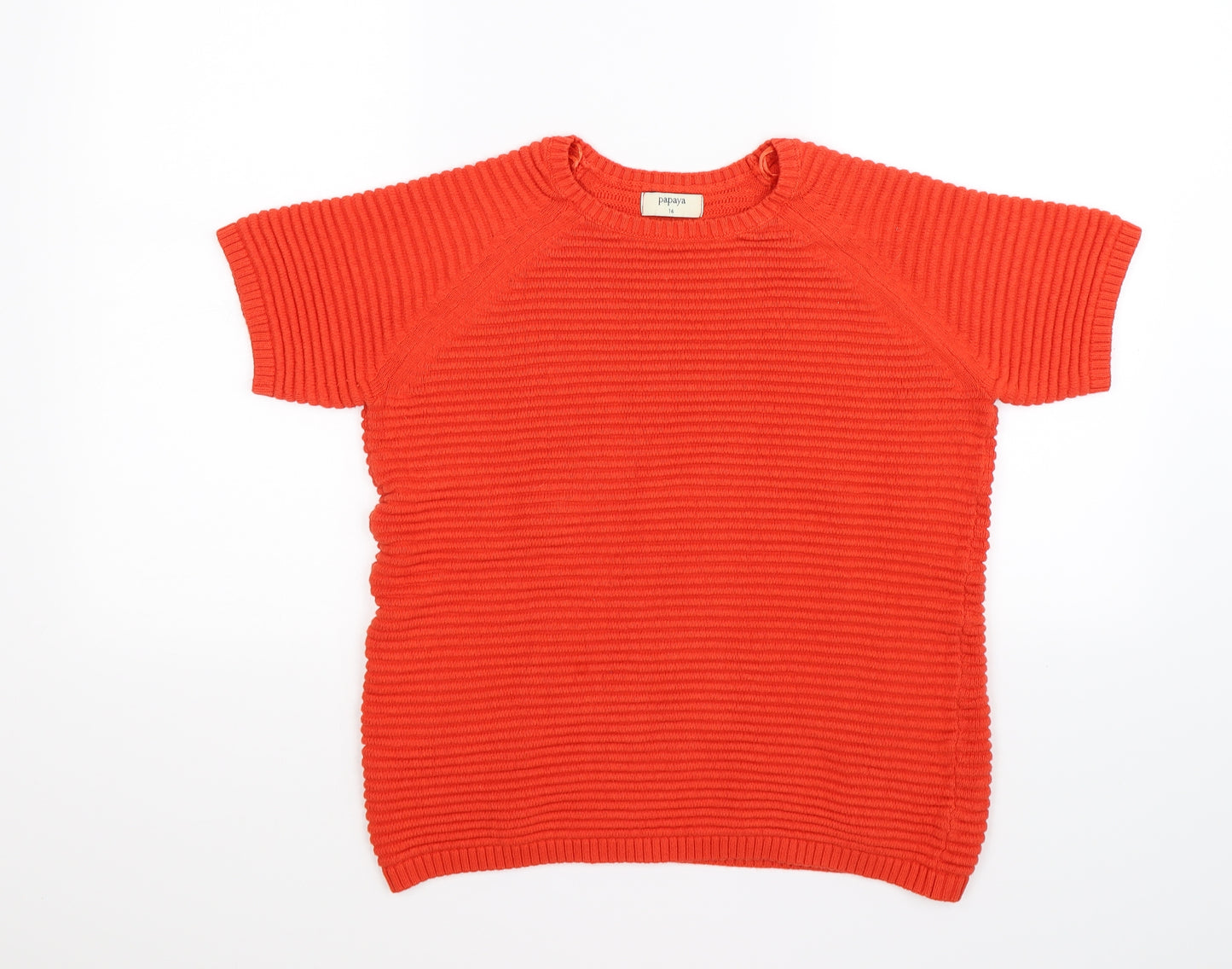 Papaya Womens Orange Striped Knit Pullover Jumper Size 16