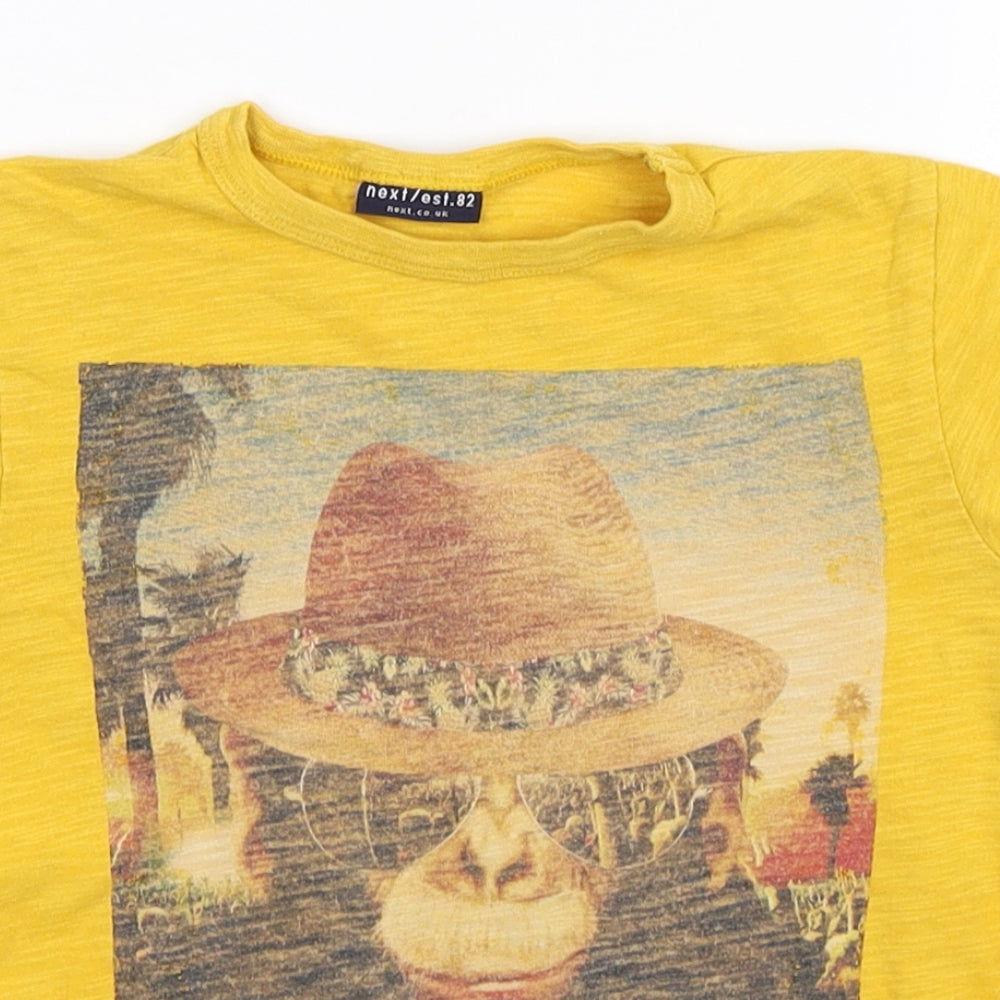 NEXT Boys Yellow   Basic T-Shirt Size 4 Years  - awesome monkey
