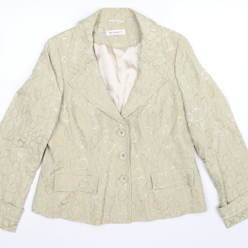 PLANET Womens Gold Polka Dot  Jacket Blazer Size 16