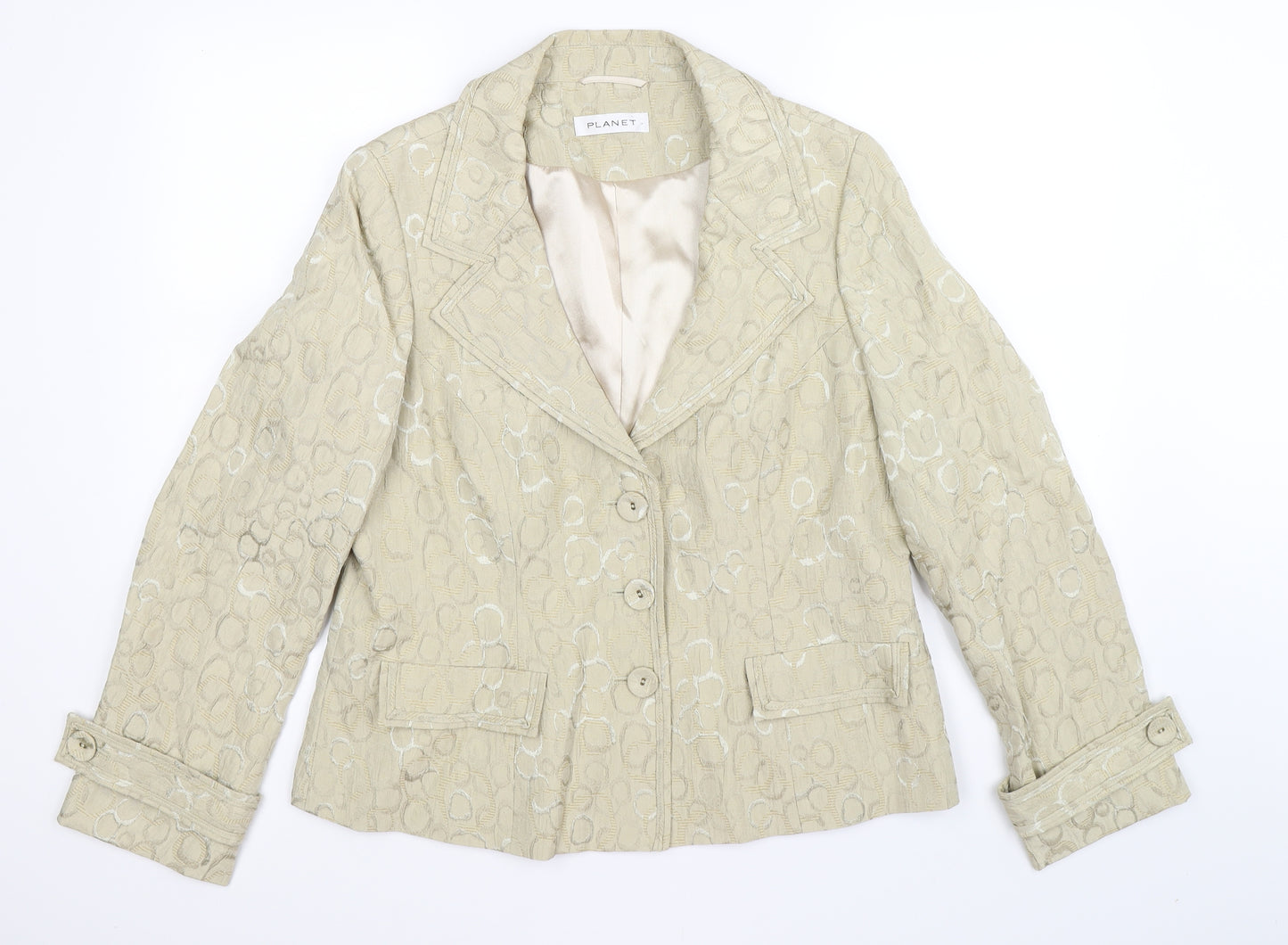 PLANET Womens Gold Polka Dot  Jacket Blazer Size 16