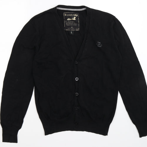 Firetrap Mens Black  Knit Cardigan Jumper Size L