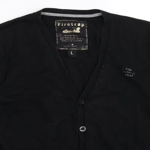 Firetrap Mens Black  Knit Cardigan Jumper Size L