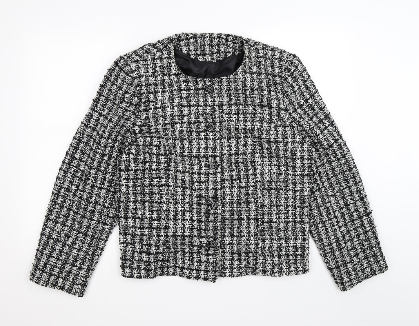 Bonmarché Womens Black Check Knit Jacket  Size 18