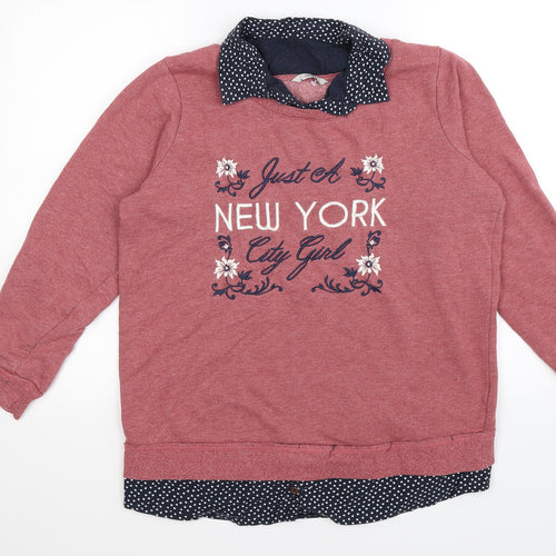 George Womens Pink Polka Dot Jersey Pullover Sweatshirt Size 16  - new york girl