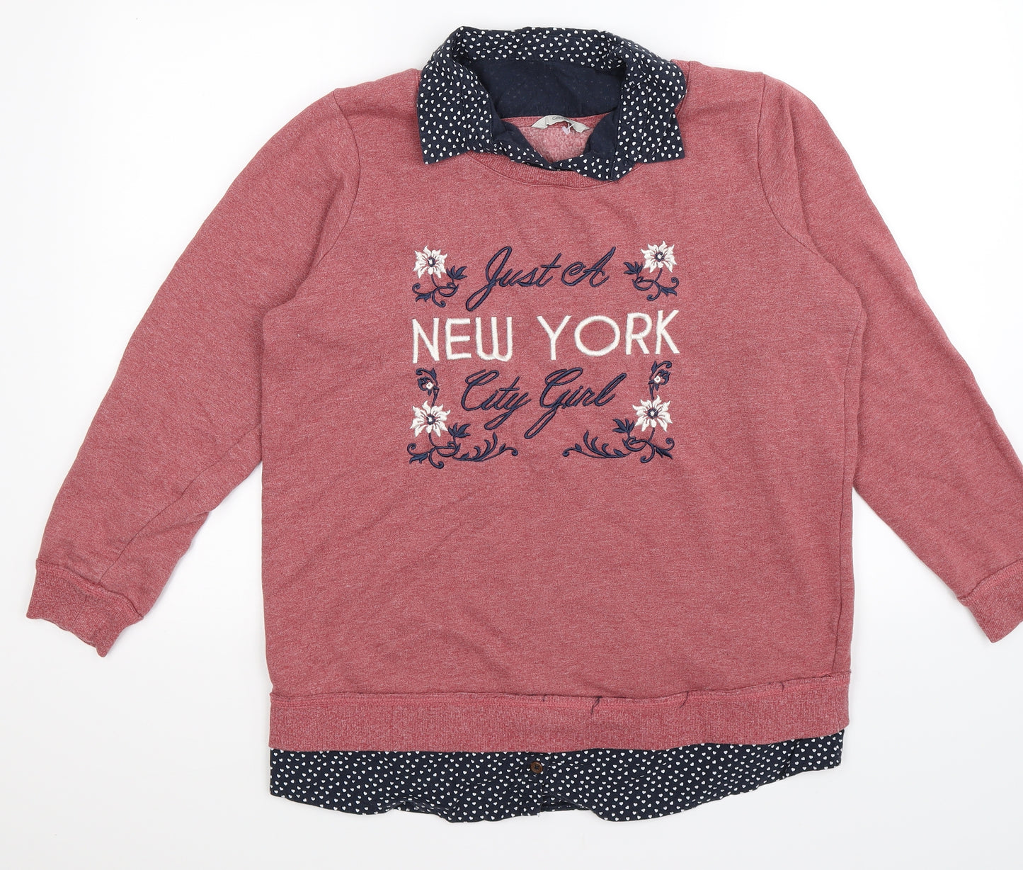 George Womens Pink Polka Dot Jersey Pullover Sweatshirt Size 16  - new york girl