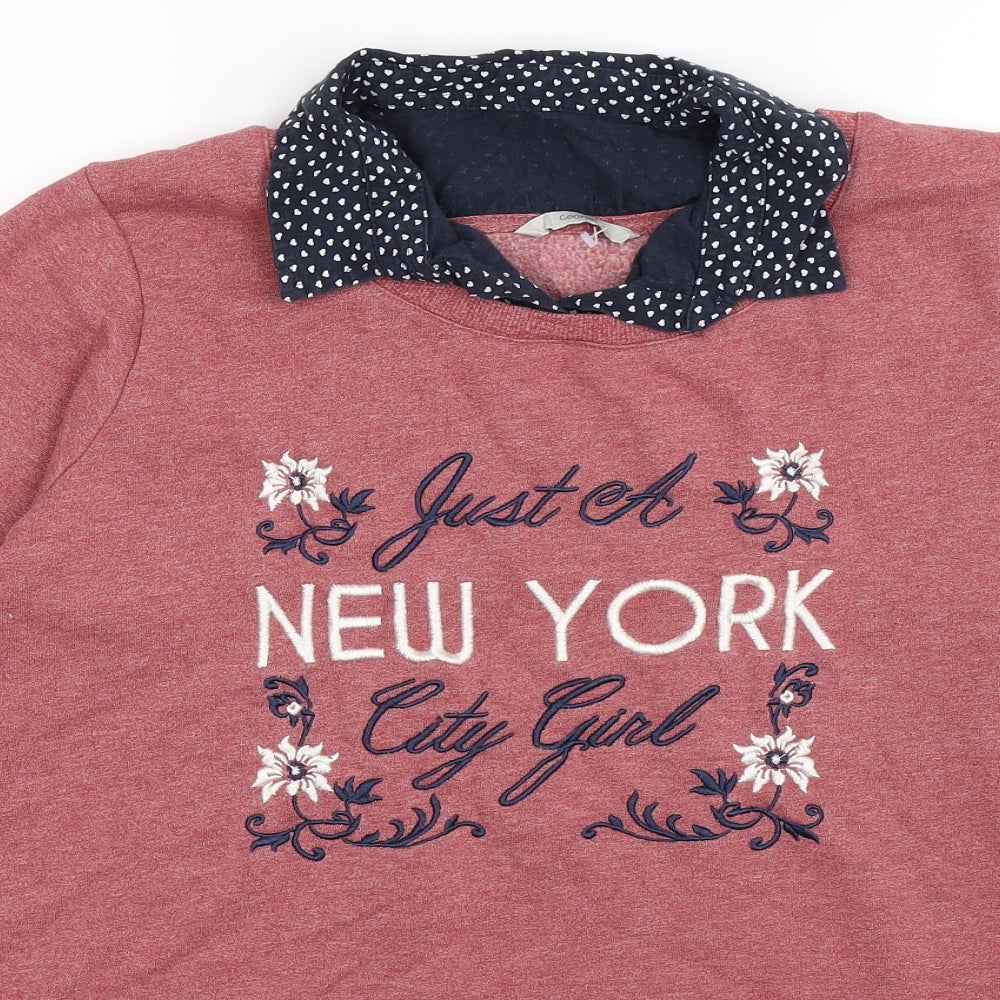 George Womens Pink Polka Dot Jersey Pullover Sweatshirt Size 16  - new york girl