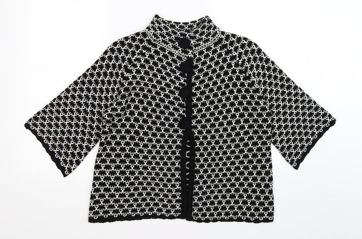 Mia Moda Womens Black Camouflage Knit Cardigan Jumper Size M