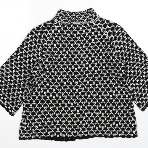 Mia Moda Womens Black Camouflage Knit Cardigan Jumper Size M