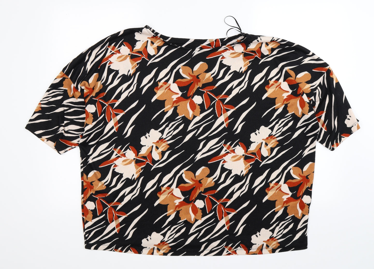 F&F Womens Black Floral Knit Pullover Jumper Size 22