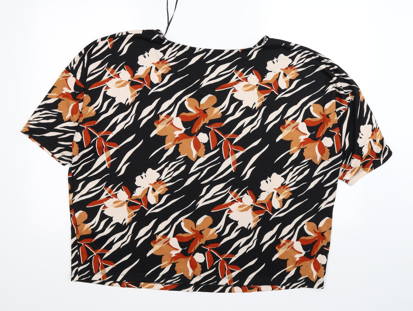 F&F Womens Black Floral Knit Pullover Jumper Size 22
