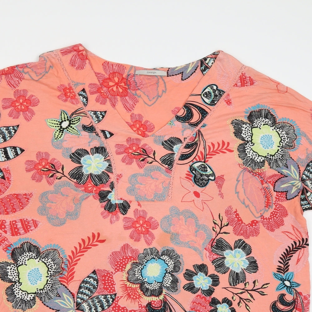 George Womens Pink Floral  Basic T-Shirt Size 24