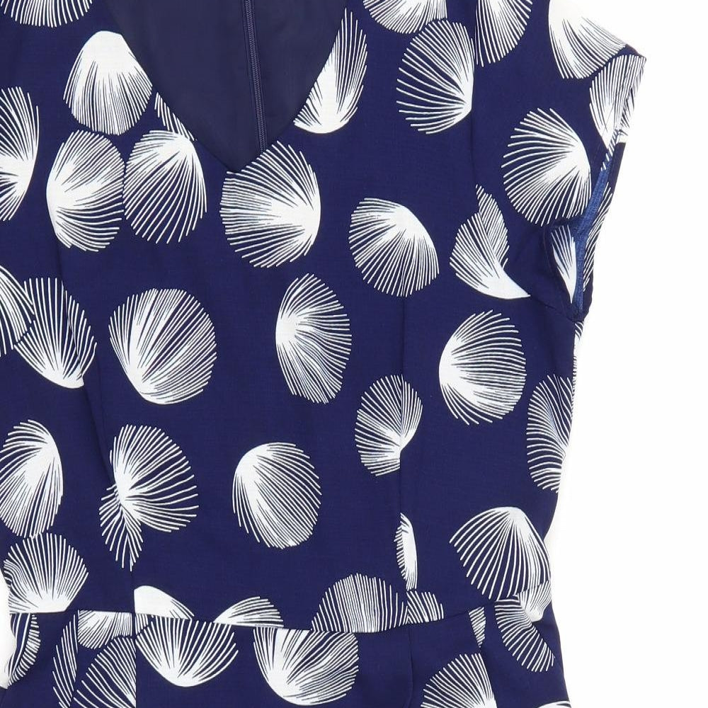Louche Womens Blue Floral  A-Line  Size 12