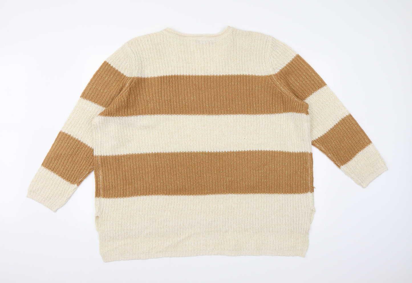 Body Flirt Womens Brown Striped Knit Pullover Jumper Size 2XL