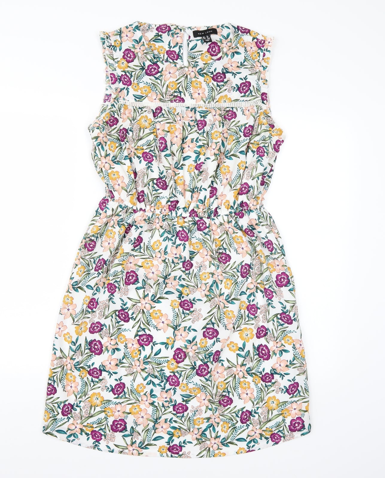 New Look Womens White Floral  A-Line  Size 12