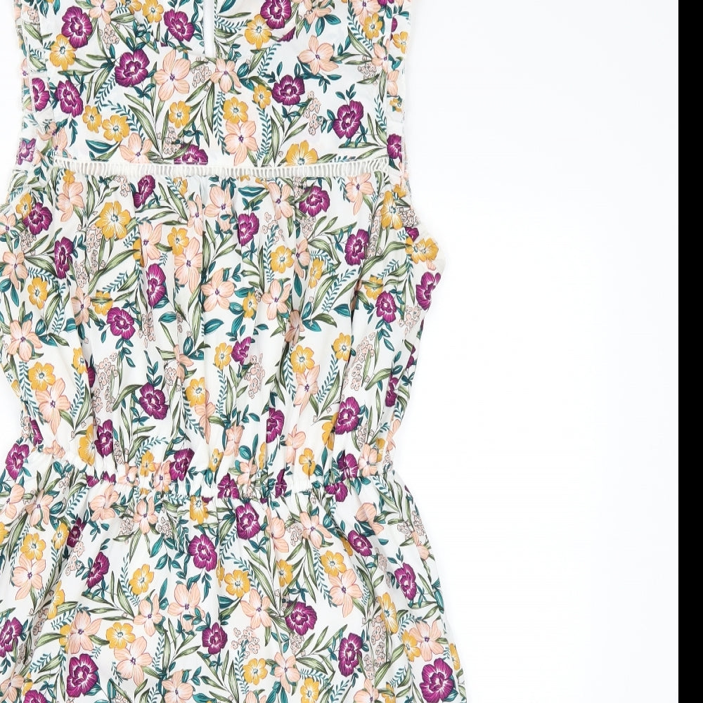 New Look Womens White Floral  A-Line  Size 12