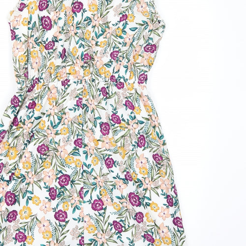 New Look Womens White Floral  A-Line  Size 12