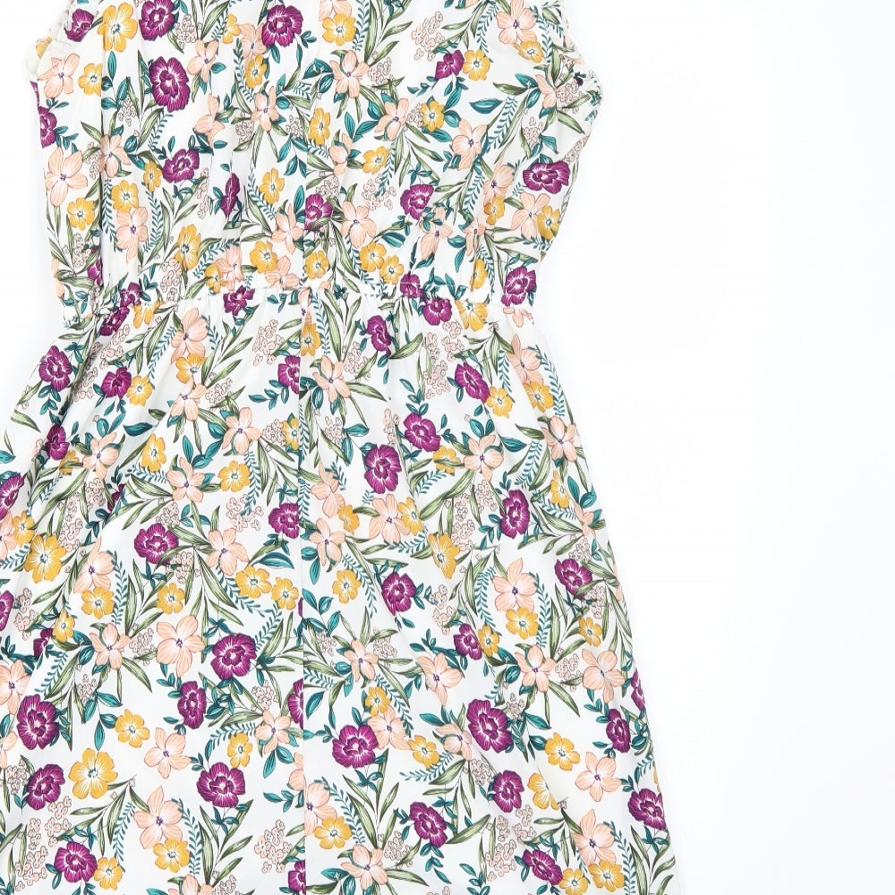 New Look Womens White Floral  A-Line  Size 12