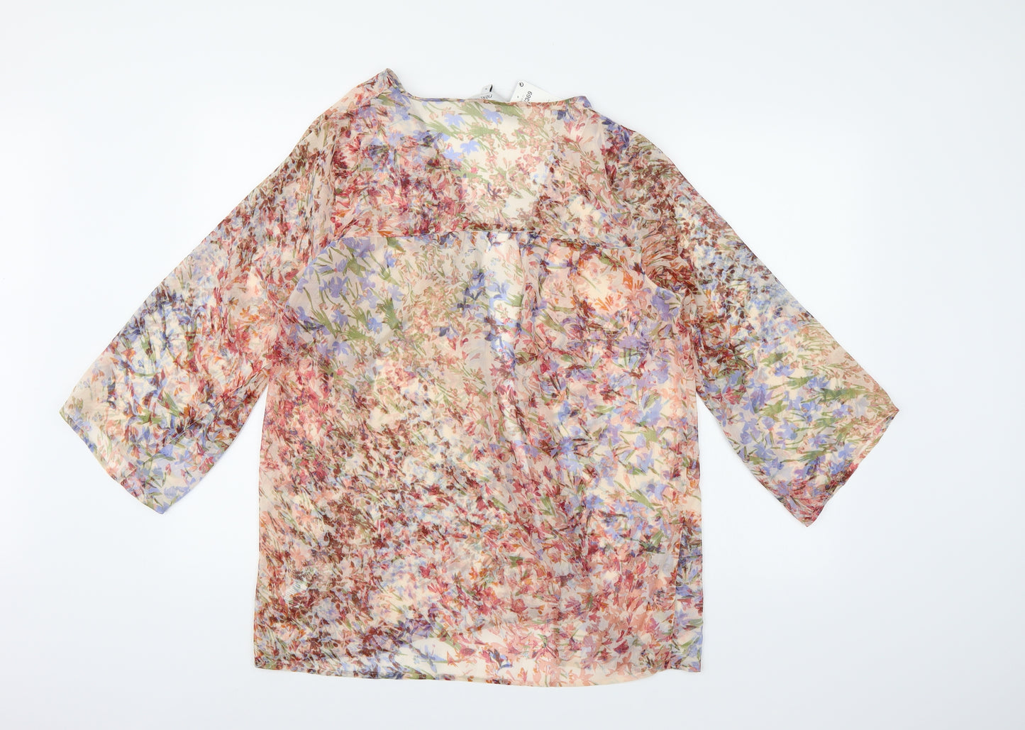 NEXT Womens Multicoloured Floral Chambray Kimono Blouse Size 10