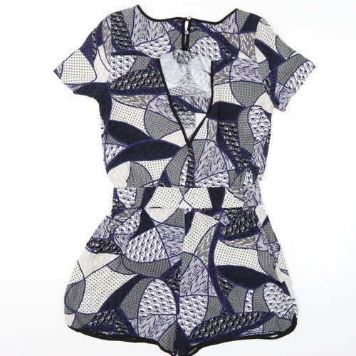 Warehouse Womens Blue Geometric  Playsuit One-Piece Size 10