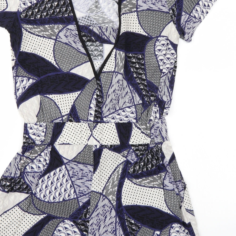 Warehouse Womens Blue Geometric  Playsuit One-Piece Size 10