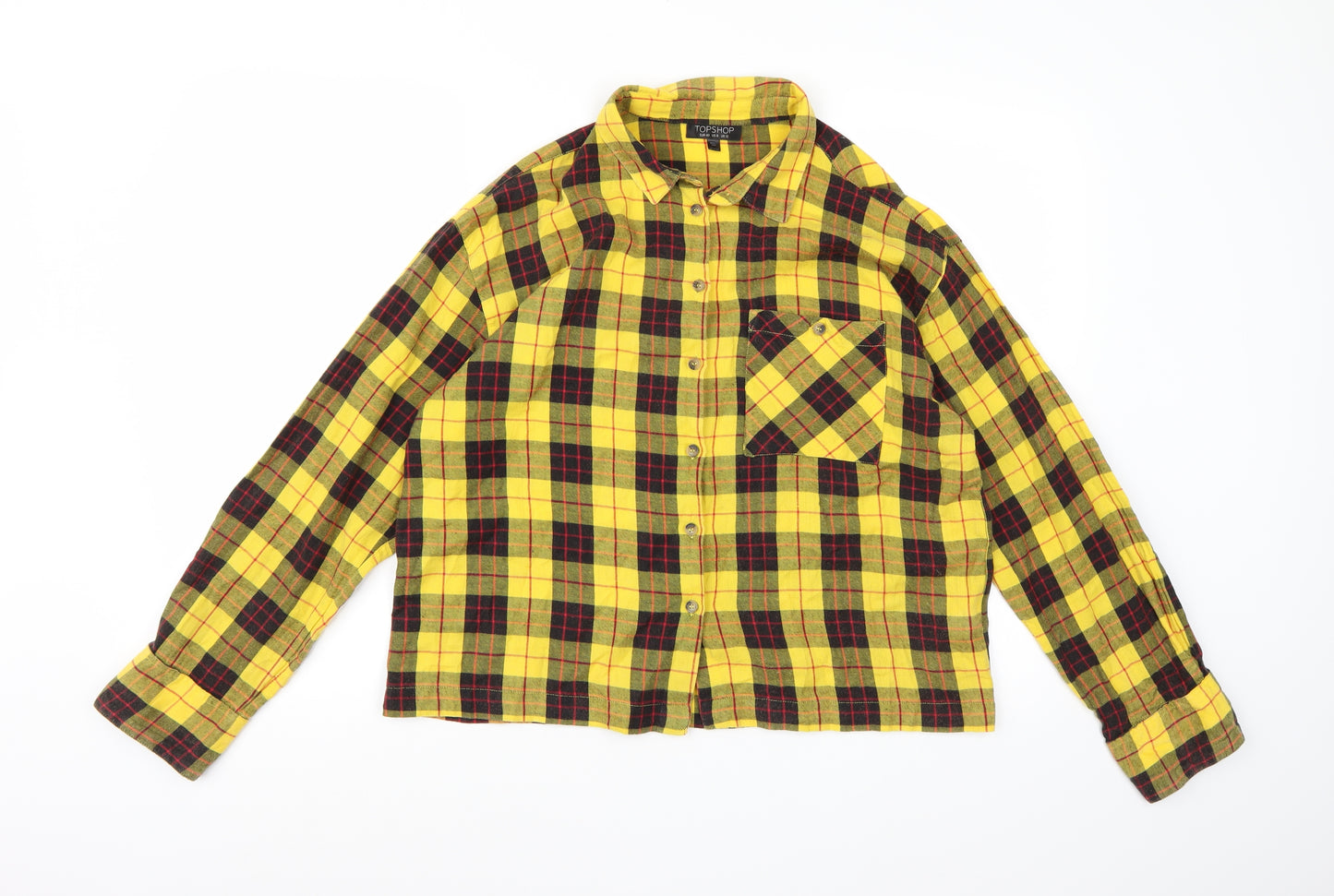 Topshop Womens Yellow Check  Basic Button-Up Size 12