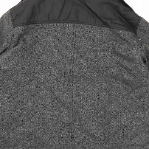 George Mens Grey Herringbone  Quilted Coat Size S