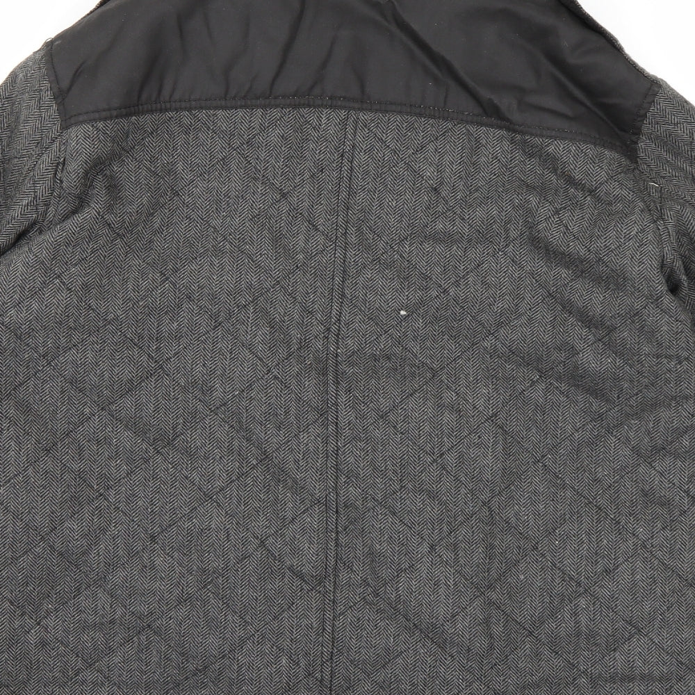 George Mens Grey Herringbone  Quilted Coat Size S