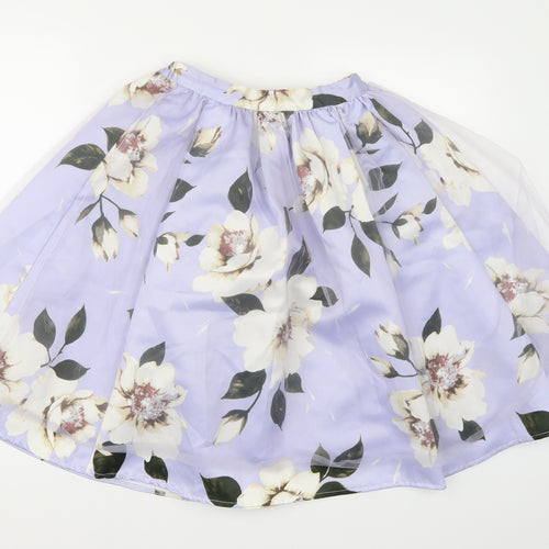 Chi Wish Womens Purple Floral Satin Tutu Skirt