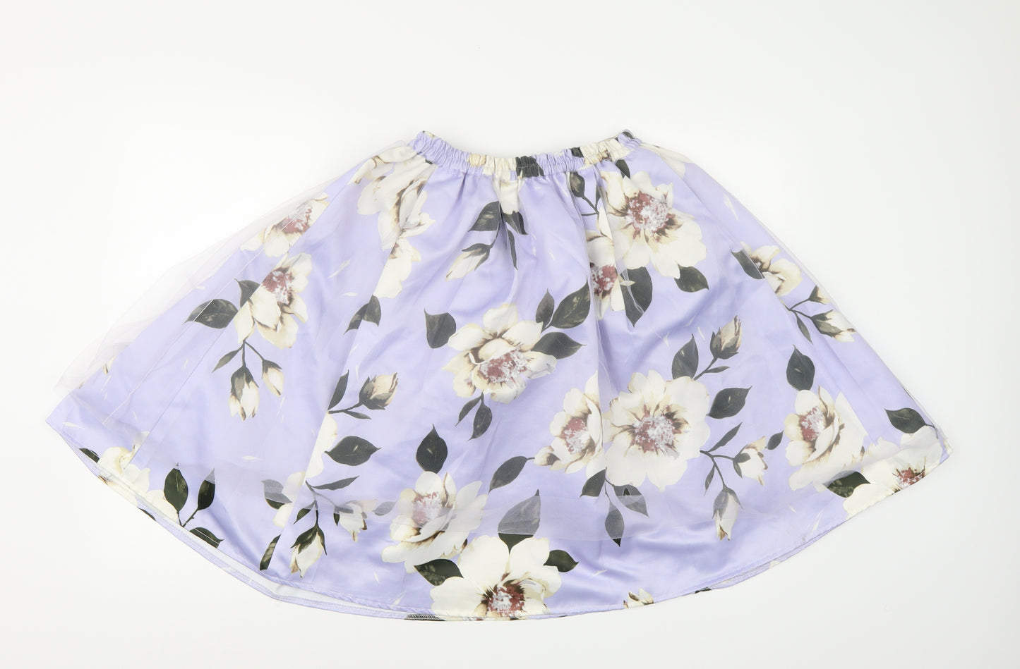 Chi Wish Womens Purple Floral Satin Tutu Skirt