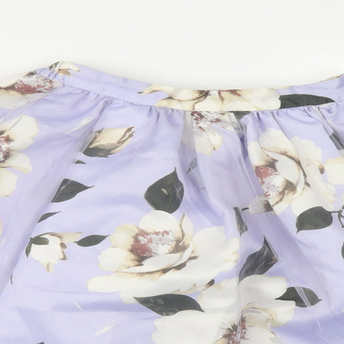 Chi Wish Womens Purple Floral Satin Tutu Skirt