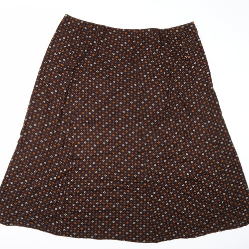 Preworn Womens Brown Geometric  A-Line Skirt