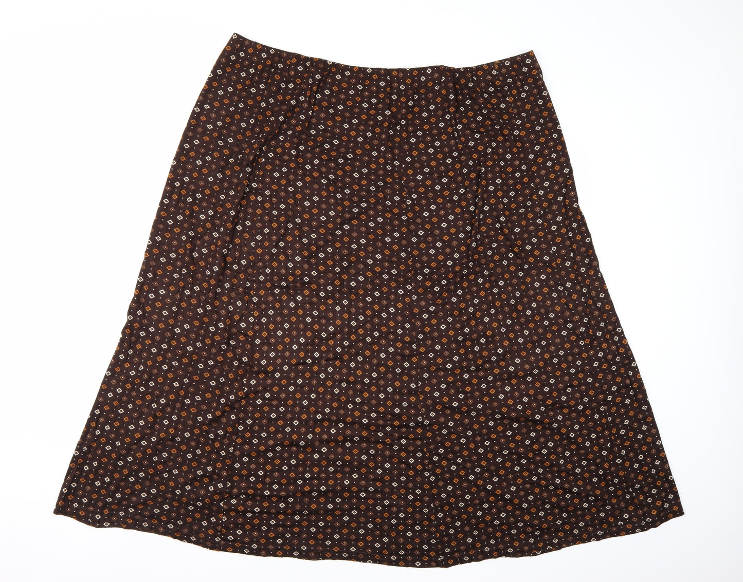 Preworn Womens Brown Geometric  A-Line Skirt