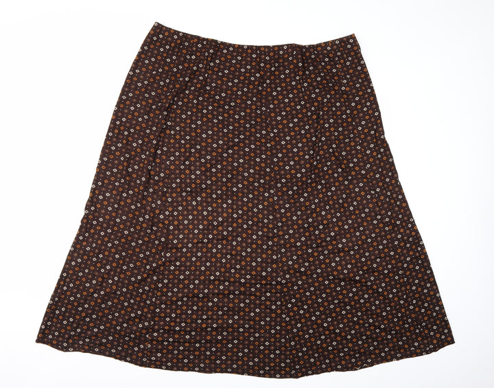 Preworn Womens Brown Geometric  A-Line Skirt