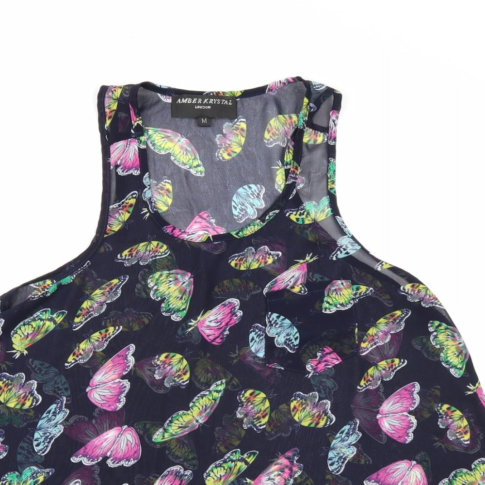 Amber Krystal Womens Blue  Chiffon Camisole Tank Size M