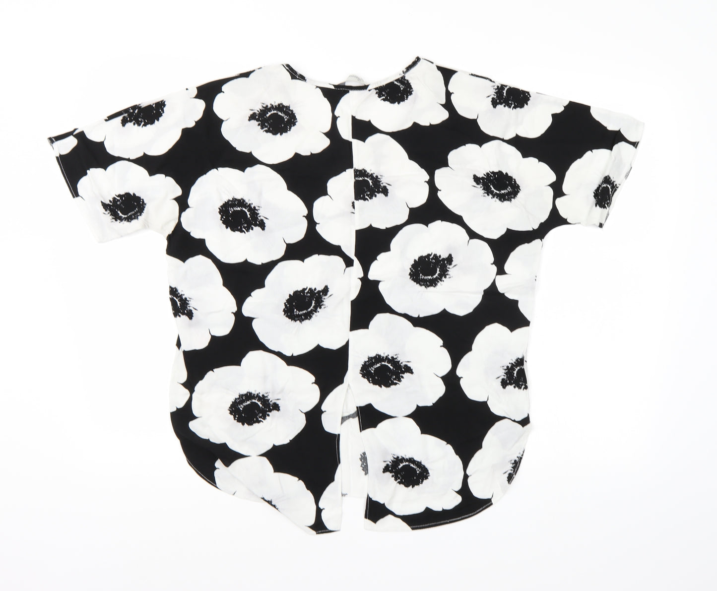 Peacocks Womens Black Floral Chambray Basic Blouse Size 14