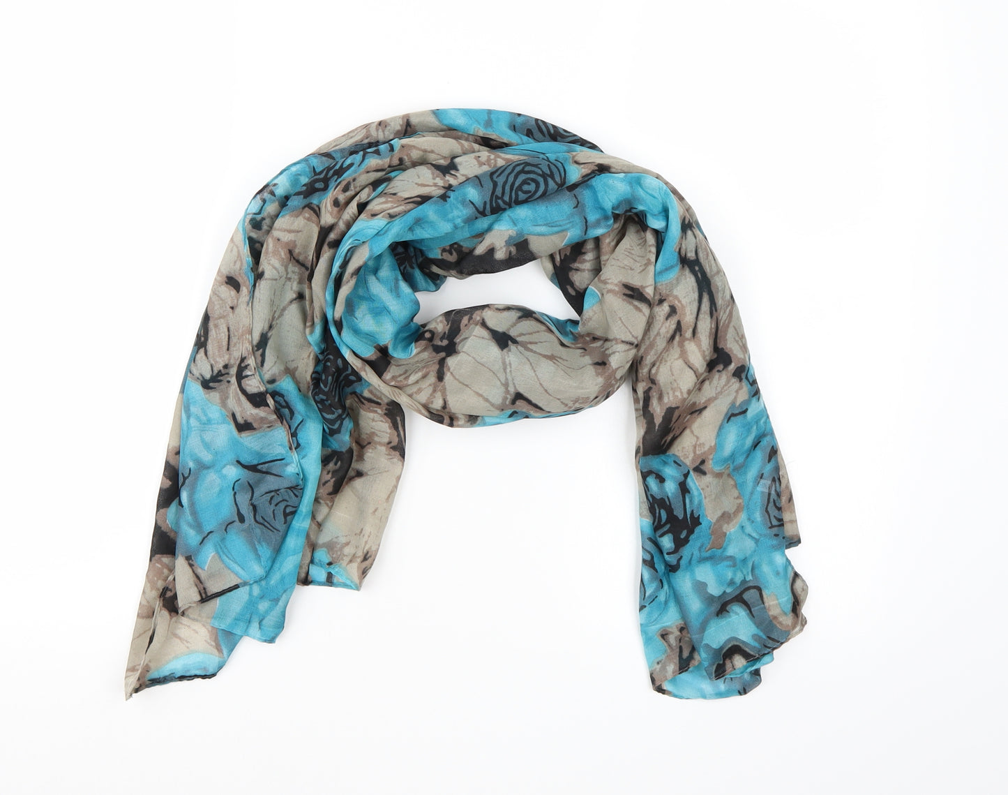 Preworn Womens Blue Floral   Scarf